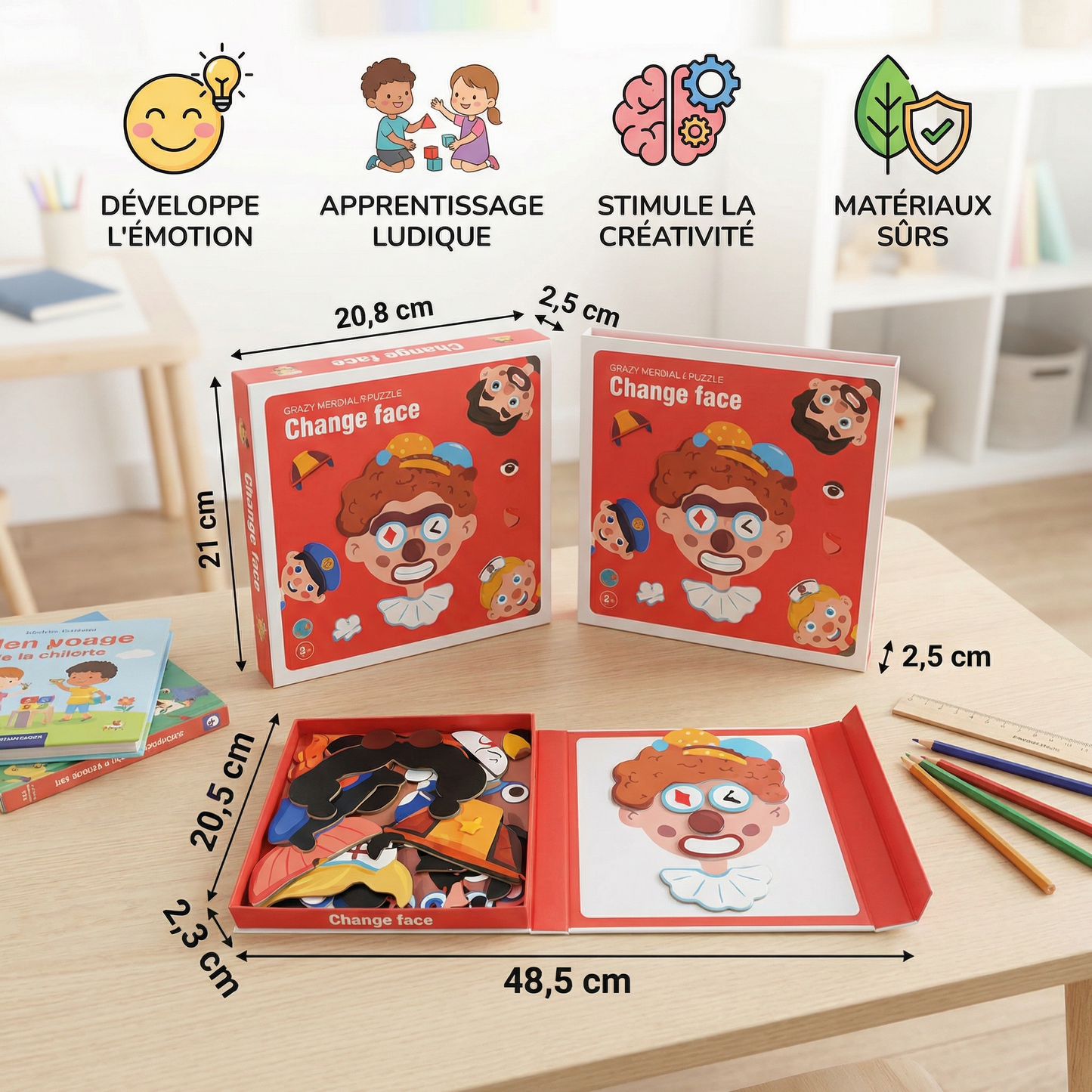 Puzzle éducatif des expressions du visage pour enfants