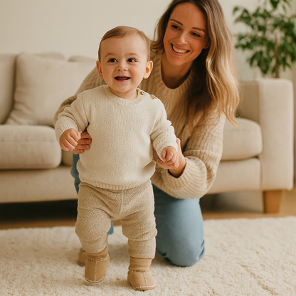 Chaussons Hiver Bébé Fourrés en Imitation Daim