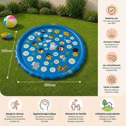 Tapis Aquatique Gonflable pour Enfants avec Aspersoir – Tapis de Jeu Aquatique Extérieur pour Jardin et Plage