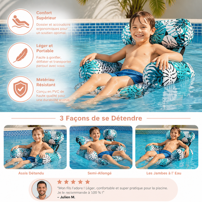 Hamac Gonflable de Piscine avec Dossier – Transat Aquatique Pliable