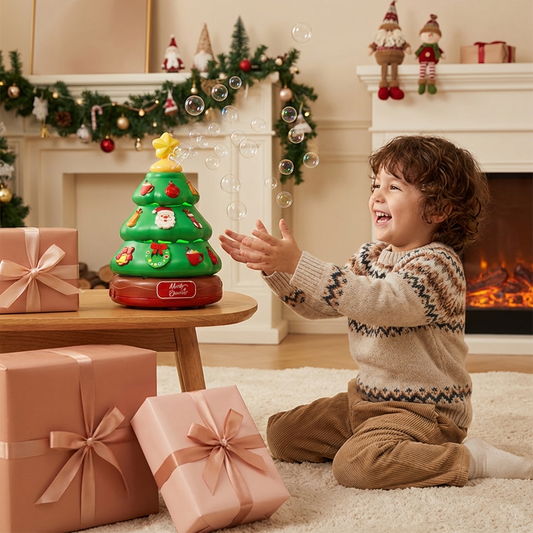 Sapin de Noël à bulles musicales avec autocollants à décorer