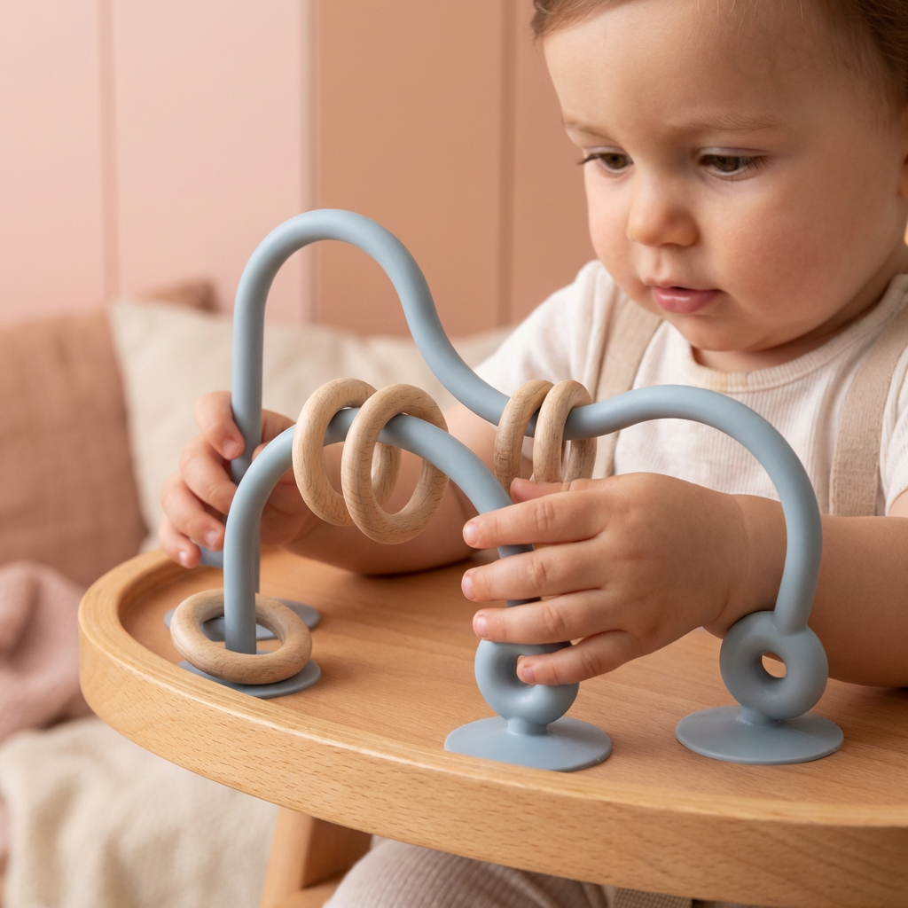 Jouet sensoriel en silicone pour bébé – jeu éducatif à ventouse pour table et chaise haute