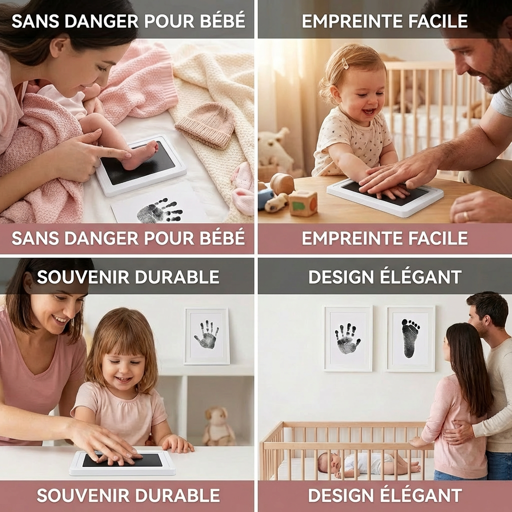 Kit d’empreintes de mains et de pieds pour bébé – Ensemble souvenir pour tout-petits