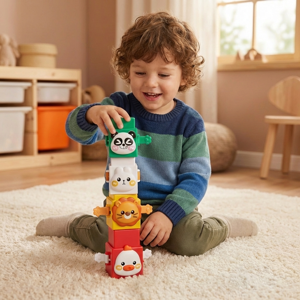 Jeu de Construction Montessori Pédagogique avec Animaux à Empiler