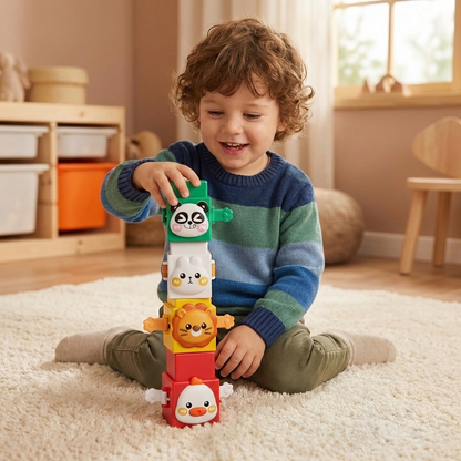 Jeu de Construction Montessori Pédagogique avec Animaux à Empiler