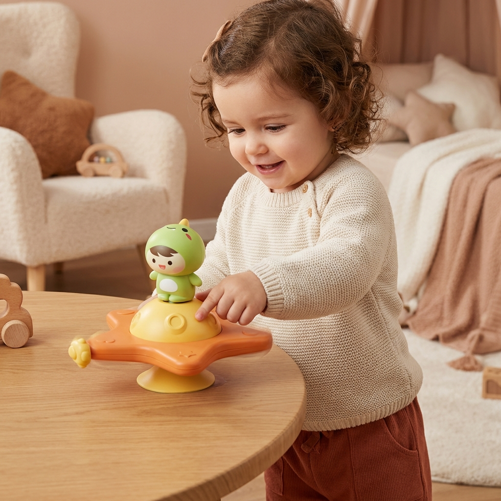 Spinner Montessori à ventouse – Jouet d’apprentissage rotatif