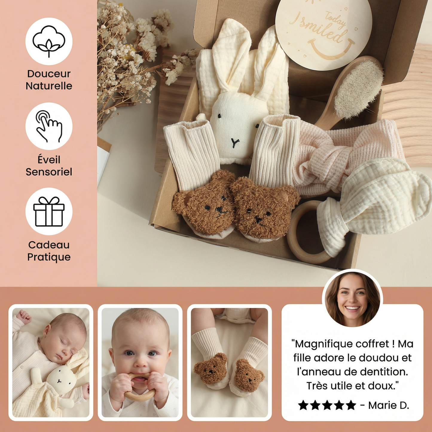 Coffret Cadeau Nouveau-Né 6 Pièces – Kit de Naissance Bébé