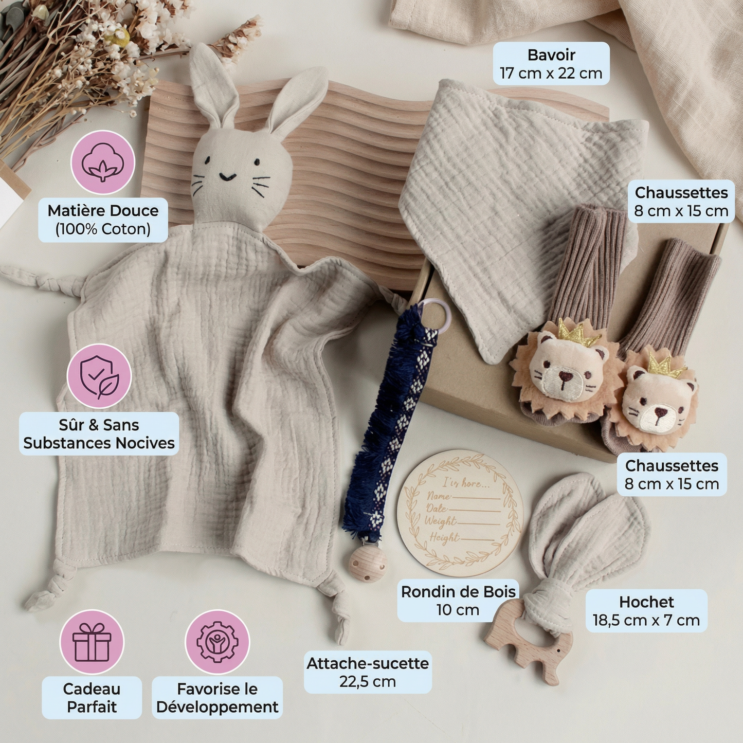 Coffret Cadeau Nouveau-Né 6 Pièces – Kit de Naissance Bébé