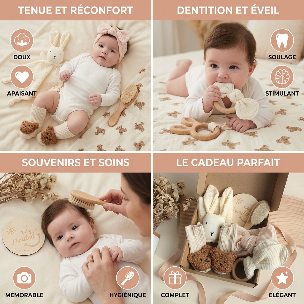 Coffret Cadeau Nouveau-Né 6 Pièces – Kit de Naissance Bébé