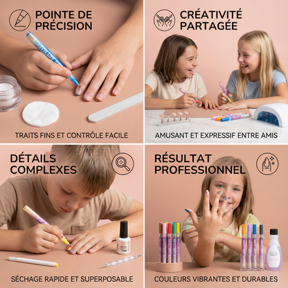 Set de marqueurs Nail Art à pointe de précision – stylos acryliques pour des designs d’ongles fins
