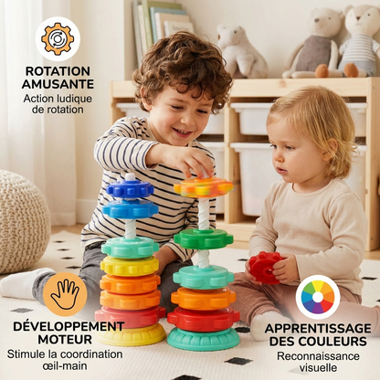 Jouet tour rotative et colorée arc-en-ciel