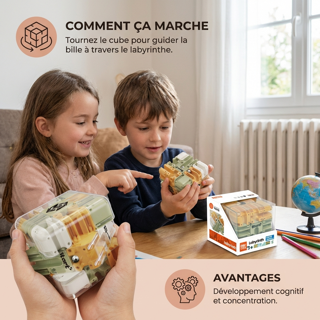 3D labyrinthe puzzle cube