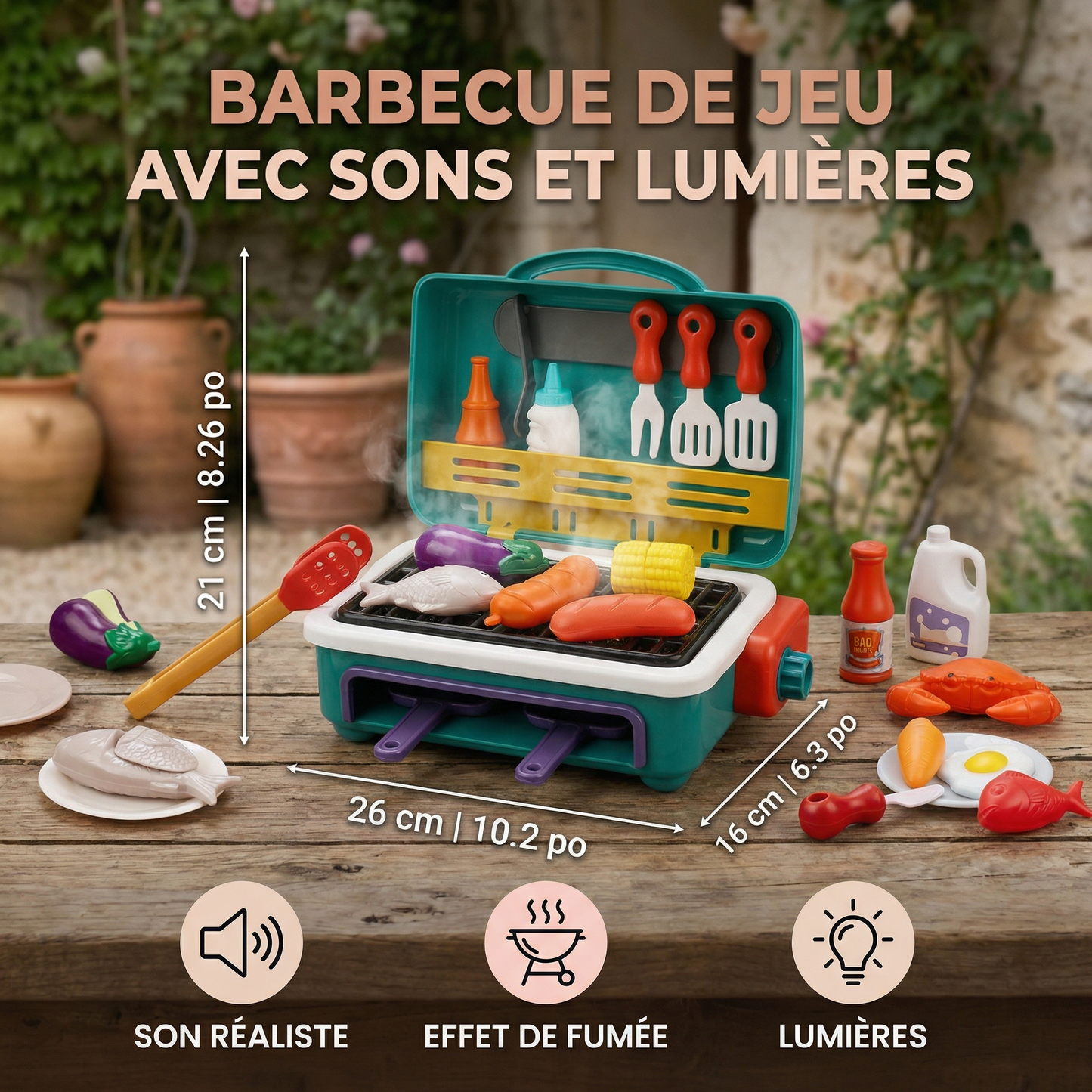 Mon premier BBQ – Cuisine pour enfants avec effet de fumée et aliments changeant de couleur