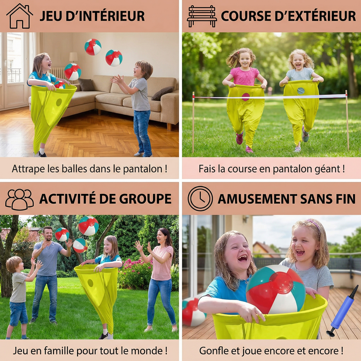 Pantalon de Clown Jeu de Catch Ball en Famille