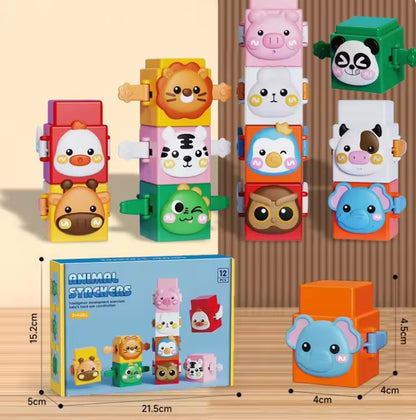 Jeu de Construction Montessori Pédagogique avec Animaux à Empiler