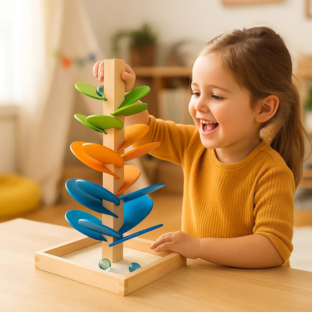 Arbre à boules en bois pour les enfants