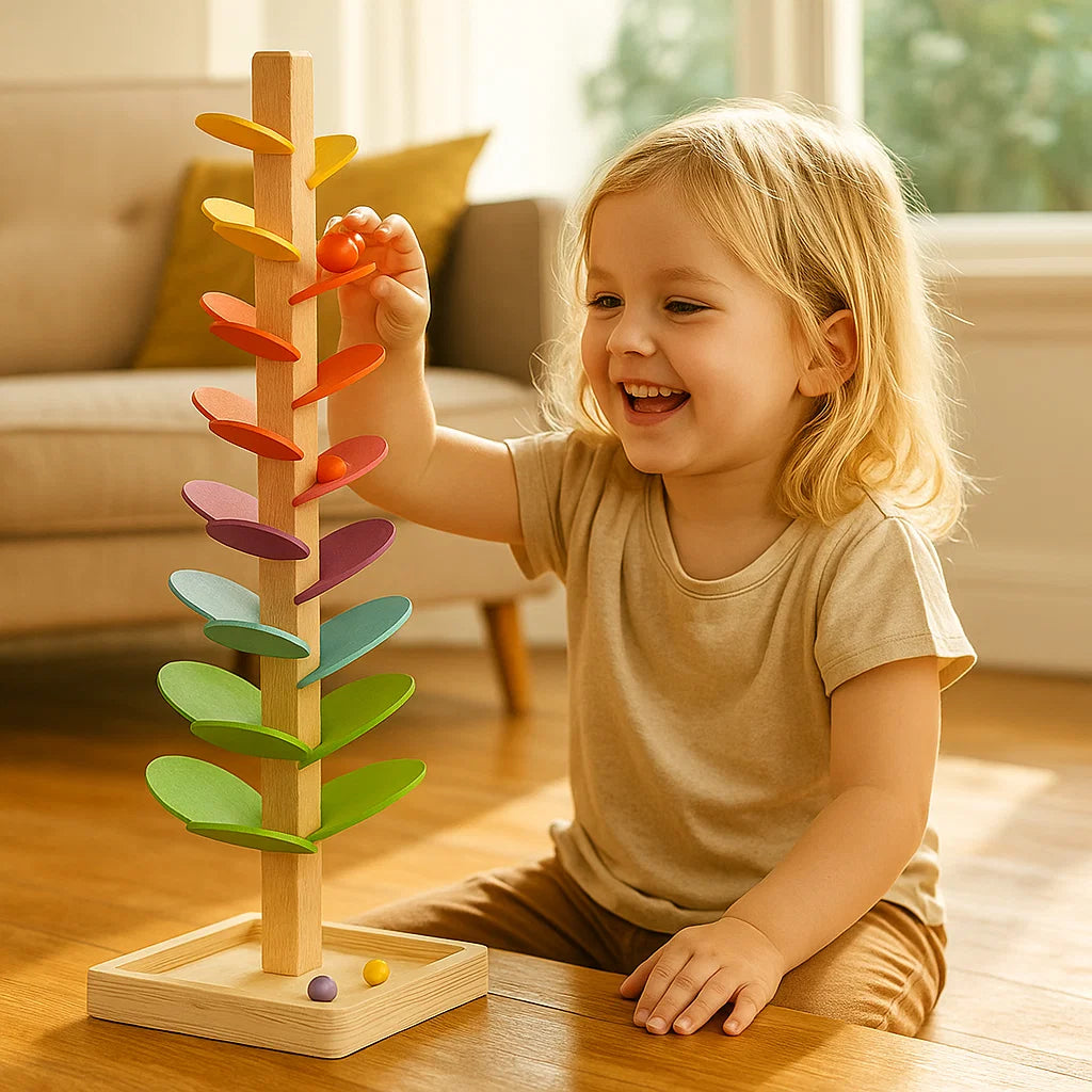 Arbre à boules en bois pour les enfants