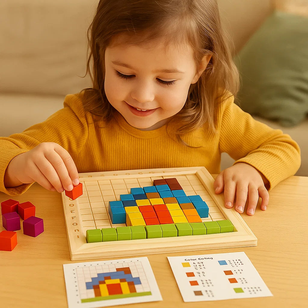 Jeu de puzzle pixel en bois pour enfants