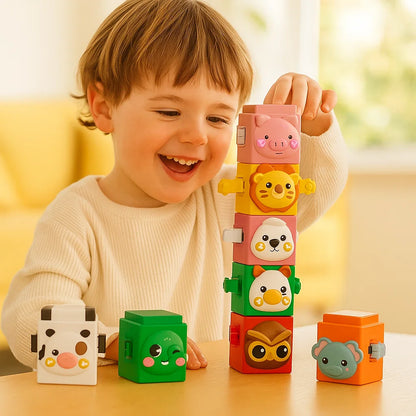 Jeu de Construction Montessori Pédagogique avec Animaux à Empiler