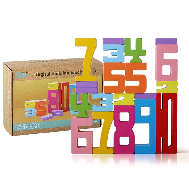 Blocs de chiffres en bois pour enfants