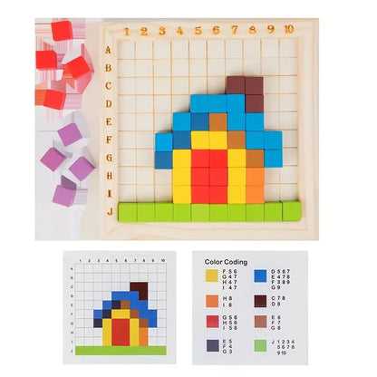 Jeu de puzzle pixel en bois pour enfants
