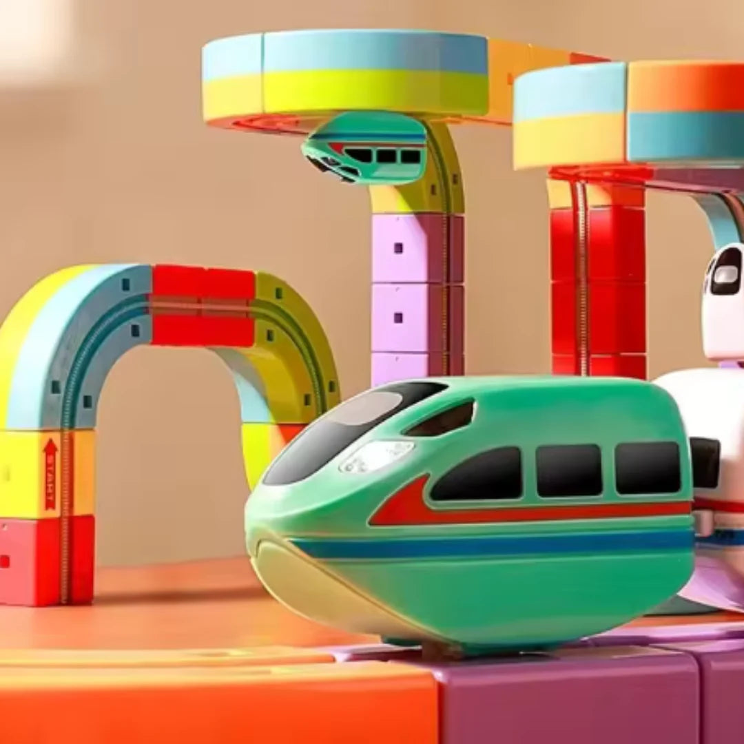 Jouet ferroviaire magnétique à cubes pour enfants