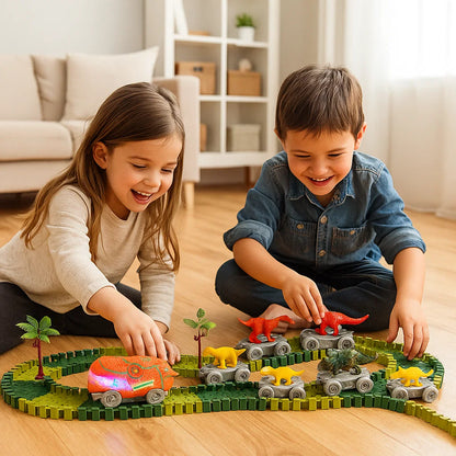 Aventure de dinosaures – Circuit flexible avec train lumineux