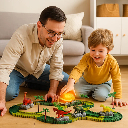 Aventure de dinosaures – Circuit flexible avec train lumineux