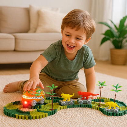 Aventure de dinosaures – Circuit flexible avec train lumineux