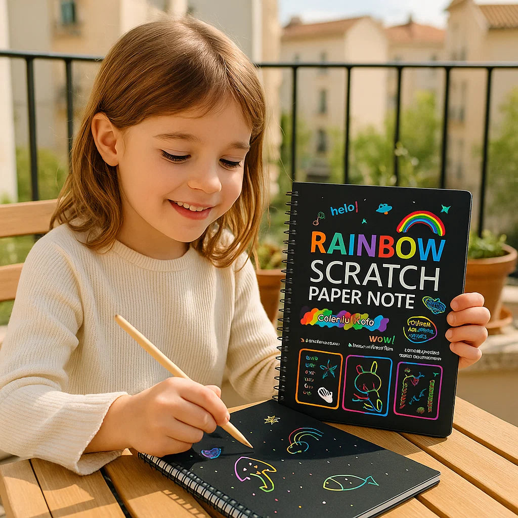 Papier à gratter arc-en-ciel magique