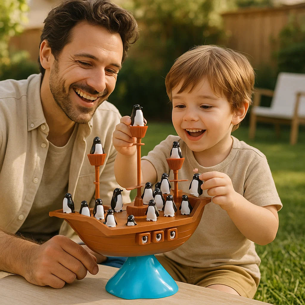Jeu d’équilibre du bateau pirate pingouin