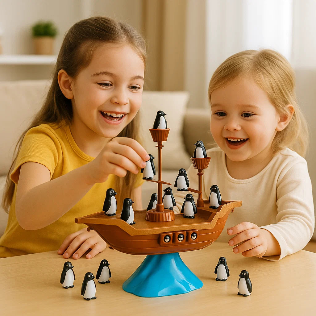 Jeu d’équilibre du bateau pirate pingouin
