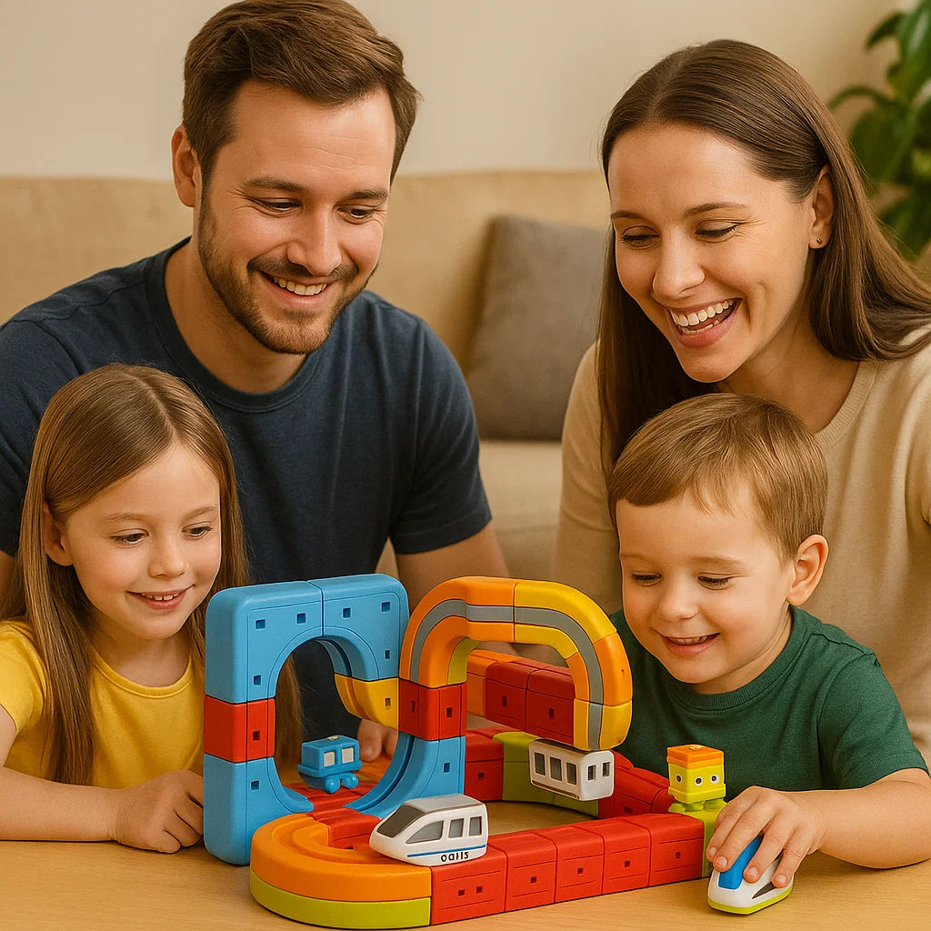 Jouet ferroviaire magnétique à cubes pour enfants