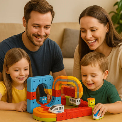 Jouet ferroviaire magnétique à cubes pour enfants