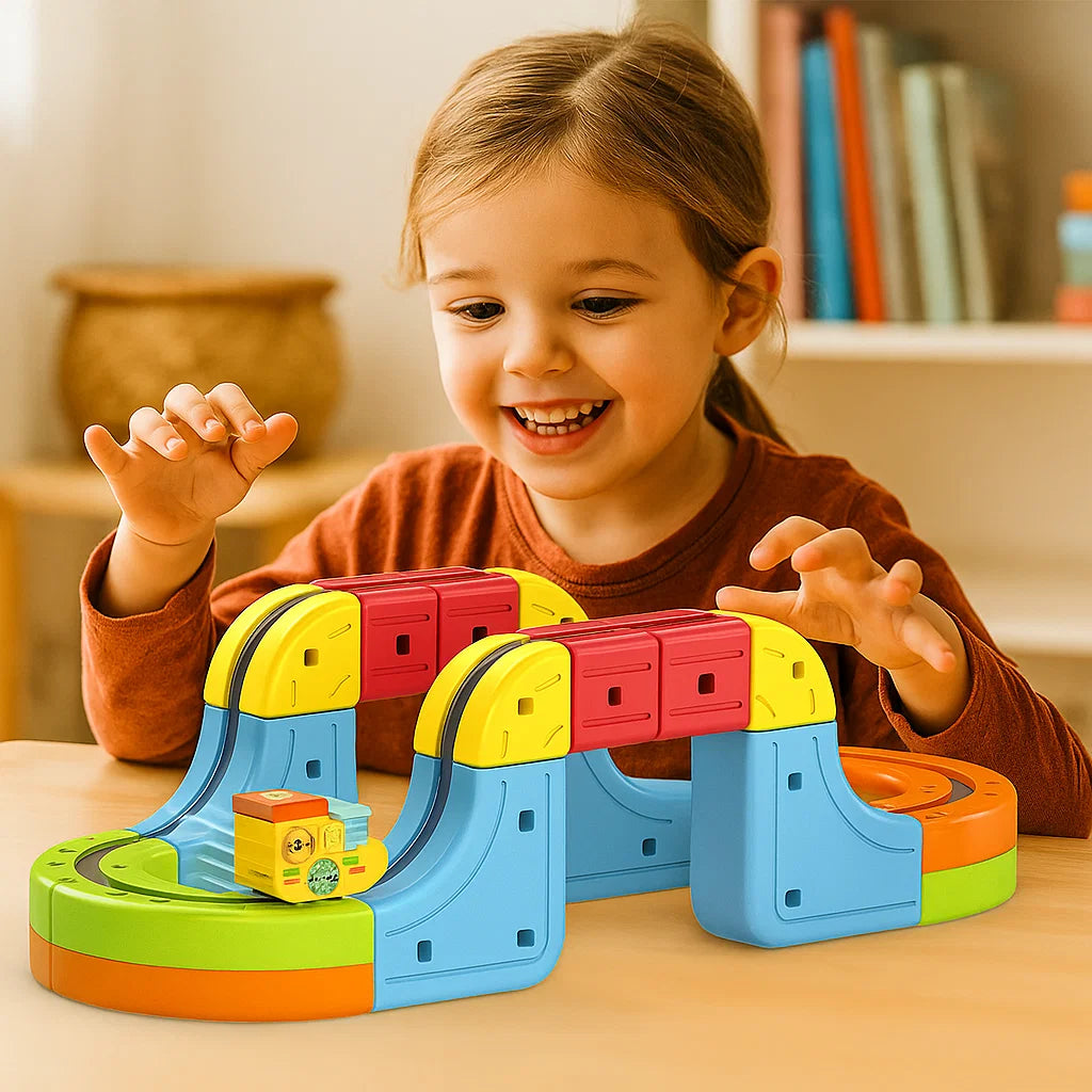 Jouet ferroviaire magnétique à cubes pour enfants